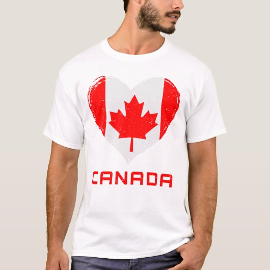 Canada Vlag Hart Verdrietig Mannen T-shirt (Voorkant)