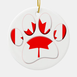 Canada Vlag Hond Paw Print Keramisch Ornament