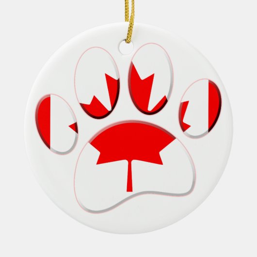 Canada Vlag Hond Paw Print Keramisch Ornament (Voorkant)
