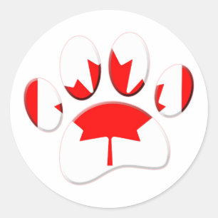 Canada Vlag Hond Paw Print Ronde Sticker