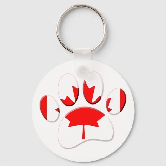 Canada Vlag Hond Paw Print Sleutelhanger (Voorkant)