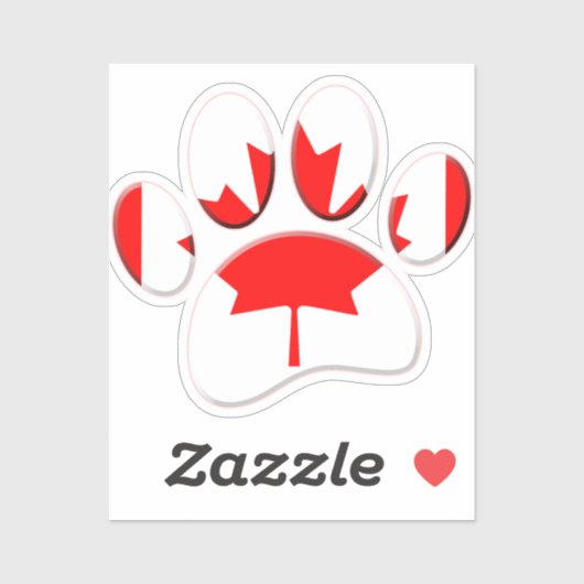 Canada Vlag Hond Paw Print Sticker (Vel)