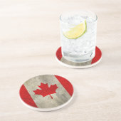 Canada vlag in Grunge Zandsteen Onderzetter (Zijkant)
