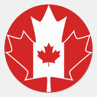 Canada Vlag in Maple Leaf - Rood Ronde Sticker