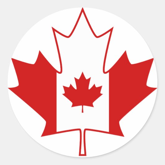 Canada vlag in Maple Leaf - White Ronde Sticker (Voorkant)