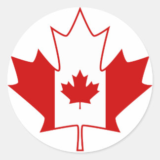 Canada vlag in Maple Leaf - White Ronde Sticker