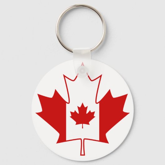 Canada vlag in Maple Leaf - White Sleutelhanger (Voorkant)