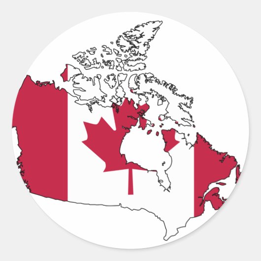 Canada vlag-kaart ronde sticker (Voorkant)