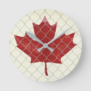 Canada vlag. Kettingverbindingshek. Rustiek. Koel. Ronde Klok