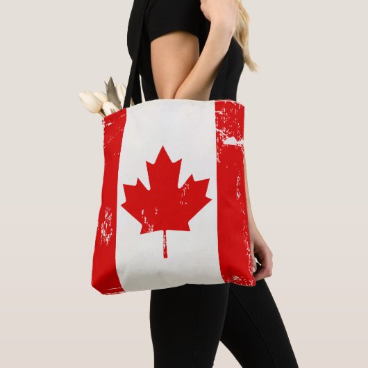 Canada Vlag Maple Leaf Distress Grunge Old look Tote Bag (Dichtbij)