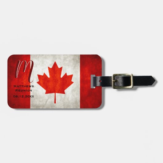 Canada Vlag Maple Leaf Familie Reünie Monogram Bagagelabel (Voorkant horizontaal)