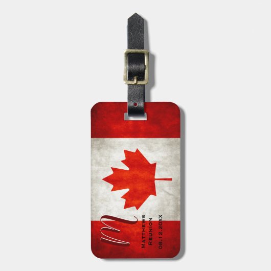 Canada Vlag Maple Leaf Familie Reünie Monogram Bagagelabel (Voorkant verticaal)