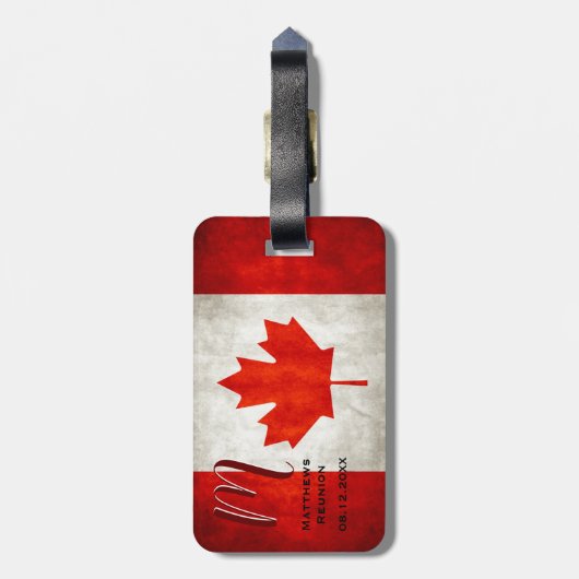 Canada Vlag Maple Leaf Familie Reünie Monogram Bagagelabel (Achterkant verticaal)