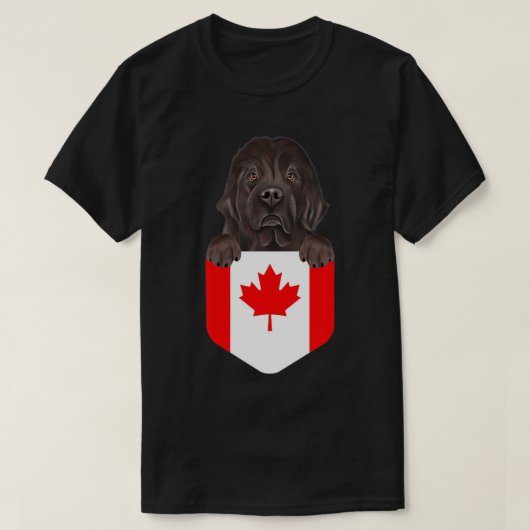 Canada vlag Newfoundland Dog in Pocket T-Shirt (Design voorkant)