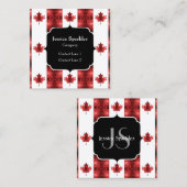 Canada vlag rode glitters patroon Monogram Vierkante Visitekaartje (Voorkant / Achterkant)