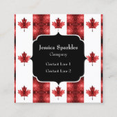 Canada vlag rode glitters patroon Monogram Vierkante Visitekaartje (Voorkant)