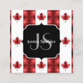 Canada vlag rode glitters patroon Monogram Vierkante Visitekaartje (Achterkant)