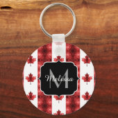 Canada vlag rode snufjes monogram sleutelhanger (Voorkant)