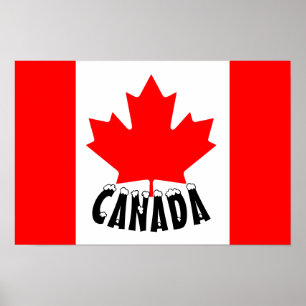 Canada Vlag Rood Wit Esdoornblad Canadees Poster