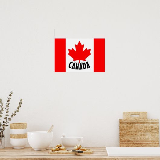 Canada Vlag Rood Wit Maple Leaf Canadees Poster (Keuken)