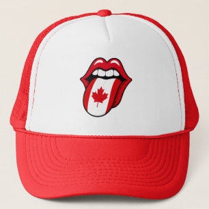 Canada Vlag Tongue Hoed – Grappige Wereldbeker 202 Trucker Pet