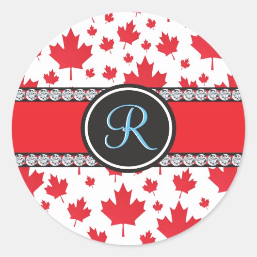 Canada vlag Uniek Abstract begrotingsmonogram Ronde Sticker (Voorkant)
