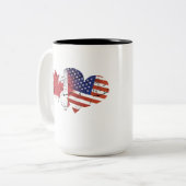 Canada vlag Verenigde Staten vlag Canadese onafhan Tweekleurige Koffiemok (Voorkant links)