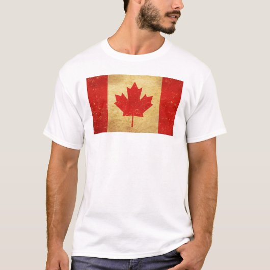Canada Vlag Vintage Ontwerp Heren Wit T-shirt (Voorkant)
