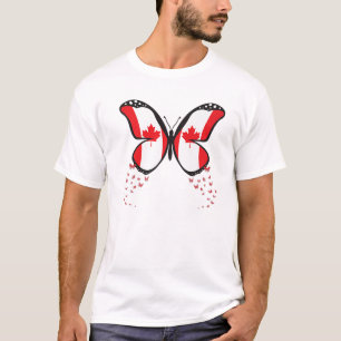 Canada Vlag Vlinder Cute Canada Dag Meisje Cadeau T-shirt