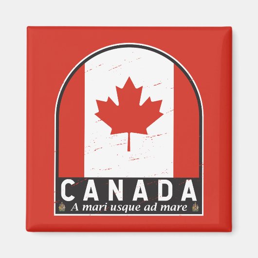 Canada Vlaggenembleem noodlijdende Vintage Magneet (Voorkant)