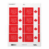 Canada Vlakke Vlag Etiket (Full Sheet)