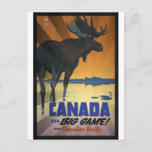 Canada voor Big Game Vintage Travel Poster Briefkaart