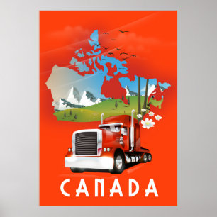 Canada vrachtwagen kaart reisposter poster