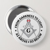 Canada vrijmetselarij teken ronde button 4,0 cm (Voorkant /achterkant)