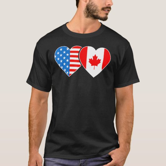 Canada VS Vlag Hart Canadese Amerikanen Liefde Man T-shirt (Voorkant)