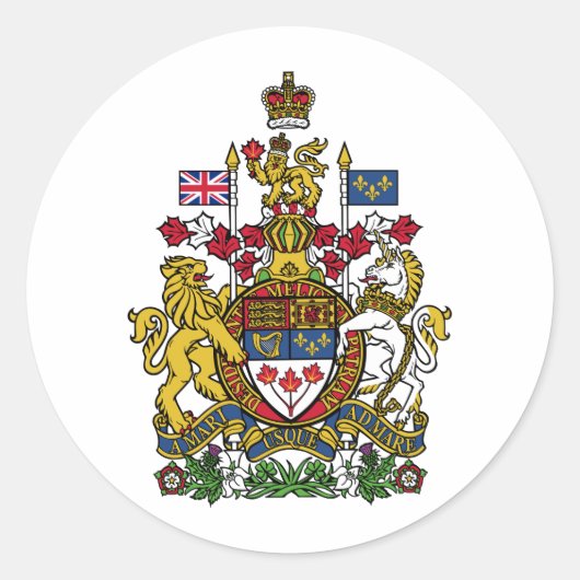 Canada Wapenschild CA Ronde Sticker (Voorkant)