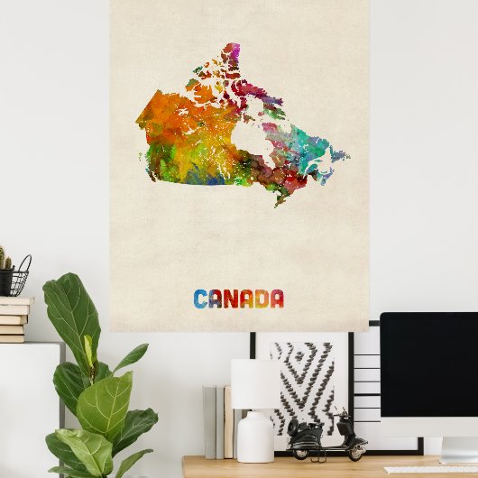 Canada Waterverf Map Poster (Thuiskantoor)