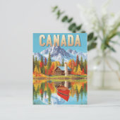  Canada Wilderness Cabin & Canoe Lake Scene Briefkaart (Staand voorkant)
