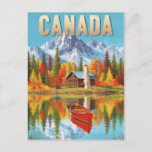  Canada Wilderness Cabin & Canoe Lake Scene Briefkaart (Voorkant)