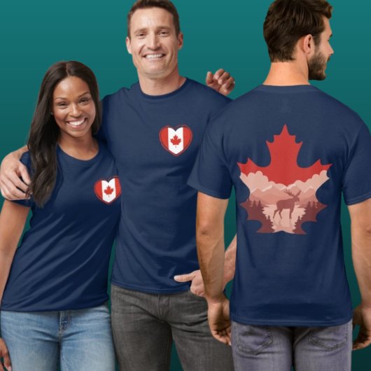Canada Wildlife Heart Double-Sided Graphic Tee T-shirt