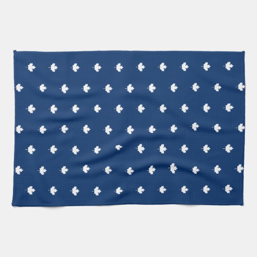 Canada Wit esdoornblad op blauw patroon Theedoek (Horizontaal)