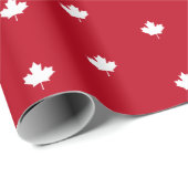 Canada Wit esdoornblad op rood patroon Cadeaupapier (Rol Hoek)