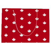 Canada Wit esdoornblad op rood patroon Groot Cadeauzakje (Achterkant)