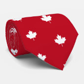 Canada Wit esdoornblad op rood patroon Stropdas (Opgerold)