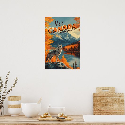 Canada Wolf Vintage Travel Poster (Keuken)