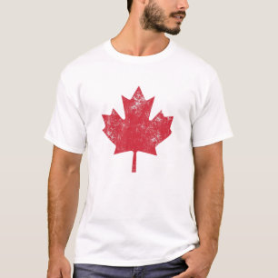 Canada Women Man Distress Red Maple Leaf Canada T-shirt