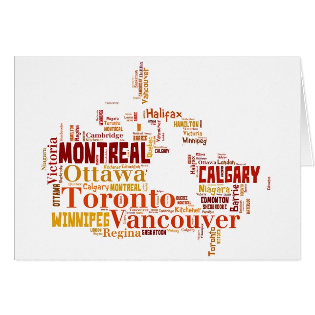 Canada Word Art Cities (Voorkant Horizontaal)