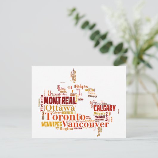 Canada Word Art Cities Briefkaart (Staand voorkant)