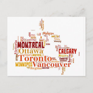 Canada Word Art Cities Briefkaart