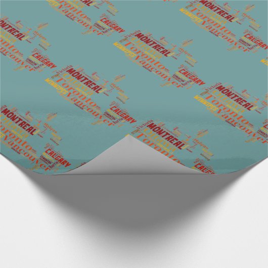 Canada Word Art Cities Cadeaupapier (Hoek)